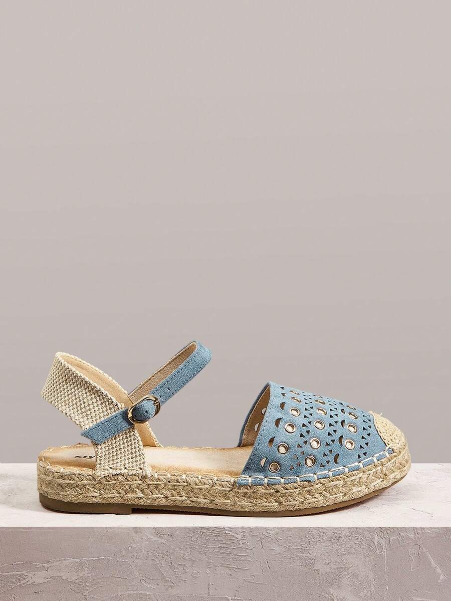 Styleloop Fashion Blue Hemp Rope Bottom Women's Flat Shoes Comfortable And Breathable Commuting Suitable For Outdoor Vacation Travel Beach Shopping Daily Leisur - Blue - View 1
