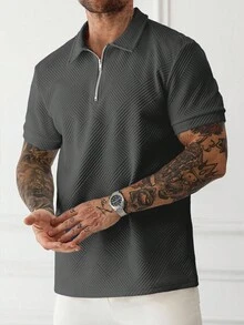 Manfinity Homme 男士大尺碼成熟休閒短袖 Polo 衫 - 深灰色 - 查看 4