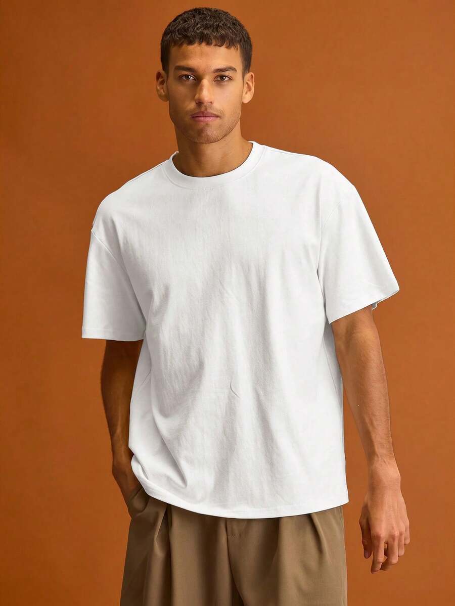 Musero Men Oversized Graphic Crewneck Short Sleeve T-Shirt Spring&Summer - White - View 1