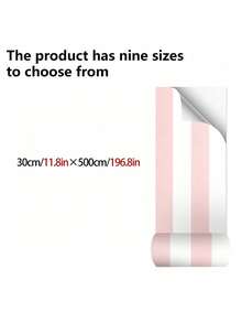 1 Roll Pink White Striped Peel And Stick Wallpaper, Removable Self Adhesive Contact Paper, Renter Friendly Modern Stripe Wall Decor For Living Room Bedroom Girl Nursery Office Dorm Apartment Home Decoration - 1PC - View 2