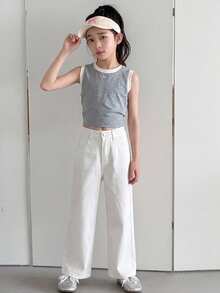 Dazy Kids Jeans de mezclilla para niñas, nuevo estilo primavera/verano, con bolsillo trasero con strass y campana (talla grande) - Blanco - View 5