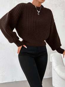 SHEIN Tall بنطلون بخصر كيس ورقي وعقدة أمامية وساق واسعة، للنساء الطويلات - بني - مشاهدة 3