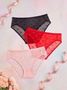 Snug Zone Plus Size Romantic Lace Panties 3-Pack - Multicolor - View 1