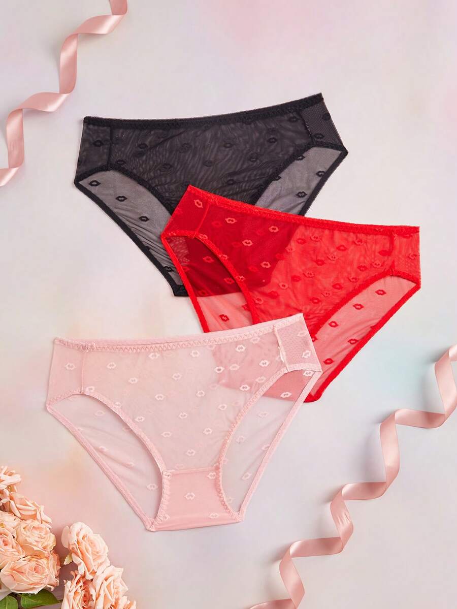 Snug Zone Plus Size Romantic Lace Panties 3-Pack - Multicolor - View 1