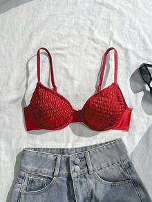 Swim Mod 26SS Spring/Summer Vacation Beach Black Underwire Push-Up Cute Sweet Swimsuit Top - Red - View 1