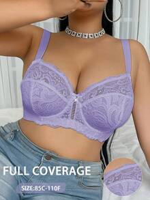 Divavoom Plus Size Lace Underwire Bra, 1pc - Purple - View 6
