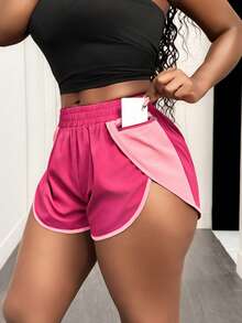 SHEIN Core Rhythm Women's Side Zipper Pocket 2 In 1 Sports Shorts - Hot Pink - View 1