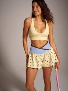 VARSIVA Falda pantalón deportiva con estampado de lunares y patchwork de bloques de color - Multicolor - Ver 9