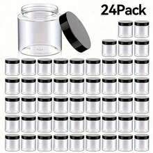 24 Pack Plastic Jars With Lids -Clear Round Cosmetic Containers For Lotion, Cream, Ointment, Body Butter, Makeup, Rhinestones, Samples, Travel Storage - Black - View 11