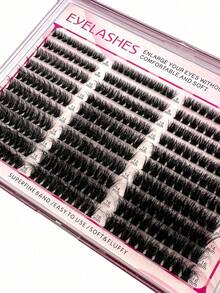 300pcs DIY Eyelash Extensions Kit, Fluffy Wispy Mixed 8-16mm Tray Lashes, 0.07mm Thin Soft Mink Strips For Home Salon Natural Volume Look - Black - View 3