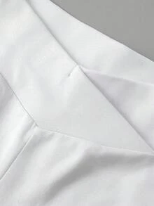 SHEIN Girlism Tween女孩純色不對稱腰線喇叭褲長褲休閒日常百搭 - 白色 - 查看 4