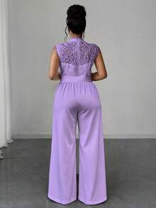 Maweii 大尺碼女款優雅休閒無袖修身連身褲 - 紫色 - 查看 2