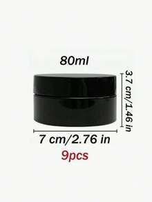 9 Pcs Black Plastic Jars With Lids, 7cm Diameter, Wide Mouth Design. Suitable For Storing Beads, Rhinestones, Sequins, Cosmetics, Lotions, Face Creams, Ointments And More. 7 Capacities Available For Selection. - Black - View 14