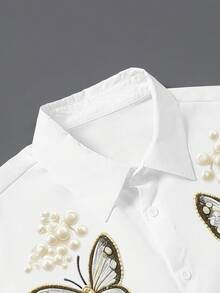 Alderstead 男士蝴蝶印花單排扣休閒短袖襯衫 - 彩色 - 查看 3