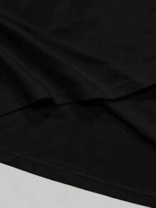 Franclia Áo thun tay ngắn cổ tròn thêu dành cho nữ - màu đen - Xem 4