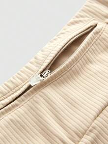 SHEIN Cheerettes 純色多層運動裙褲附口袋 - 卡其色 - 查看 7