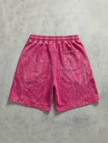 ROMWE MEN Essentials Men's Structured Patchwork Washed Distressed Shorts - Hot Pink - View 2