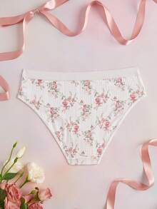 Elorette Pastoral Romantic Fresh Plus Size Jacquard Triangle Panties - White - View 7