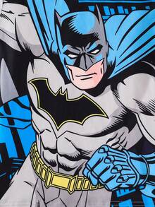 BATMAN X SHEIN TOM & JERRY X SHEIN GraphicGems 大童男孩圓領卡通印花短袖上衣與長褲休閒日常居家睡衣套裝 - 黑色 - 查看 7