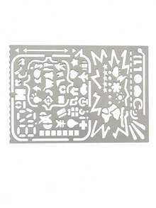 Joivida 1 Peça Régua Estêncil Multifuncional de Metal, Régua Molde Vazado de Aço Inoxidável com 60+ Formas, Molde Portátil DIY para Desenho para Diário, Scrapbooking, Estudo, Escritório & Viagem, com Ícones Fofos & Figuras Geométricas, 5 Estilos Disponíveis - Multicolor - Visão 10