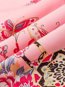Irokai Japanese Traditional Summer Women's Two-Piece Kimono Yukata With Floral Print (Belt Not Included) - Pink - View 8