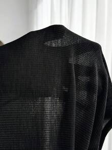 Enliva Plus Size Women's Solid Color Cardigan Shawl, Suitable For Vacation, Daily Wear, Beach Holiday Fall - Black - View 8