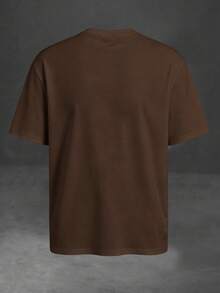 NEOREFINED Men's Solid Color Round Neck Short Sleeve T-Shirt - Coffee Brown - View 3