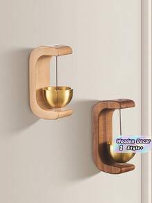 1PC Natural Wooden Wind Powered Doorbell Chime With Calming Soothing Sound Wind Alert Bell For Entryway Porch Garden Rustic Farmhouse Home Decor Valentine Day Gift For Couples Door Hanging Ornament - multicolor - View 2