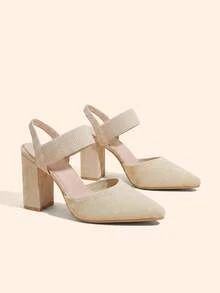 CUCCOO BASICS Zapatos de mujer de tacón alto en color albaricoque clásico y con correa de tobillo desmontable, ideales para el uso diario, vacaciones de primavera y verano, rebajas de verano, Navidad, otoño y Año Nuevo - Albaricoque - Ver 4