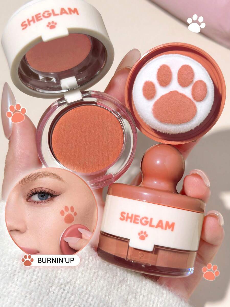 SHEGLAM Cutie Paw 印章腮紅-404 Burnin' Up 持久輕盈粉狀腮紅棒 品牌美妝化妝品 適合女士與女孩 - 404 Burnin' Up - 查看 1