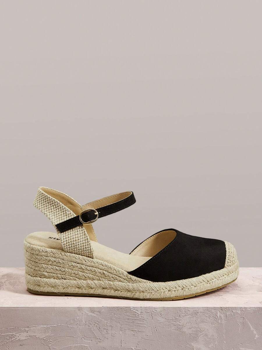 Styleloop Sepatu Wedges & Platform Wanita, Gaya Bohemian, Liburan Pantai, Nuansa Barat, Pakaian Musim Panas, Perlengkapan Perjalanan - Hitam - View 1