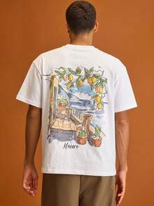 Musero Men Oversized Graphic Crewneck Short Sleeve T-Shirt Spring&Summer - White - View 3