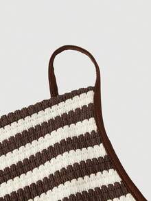 SHEIN MOD Vestido de fiesta casual a rayas con tirantes largos para mujer - Marrón Chocolate - Ver 6