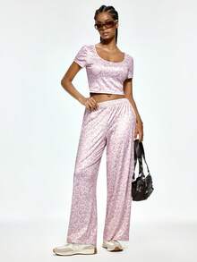 Rest Era Women's Spring/Summer Fashion Minimalist Apricot Leopard Print Pajama Set - Multicolor - View 2