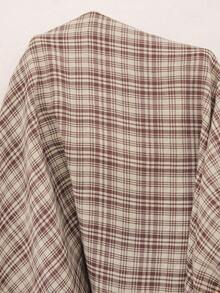 Doze Lane Plaid Lapel Short Sleeve Long Pants Plus Size Pajama Set - Brown - View 7