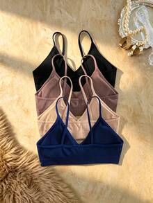 Bare Chapter 4pcs/Set Seamless Ribbed Wireless Casual Bras For Women - Multicolor - View 2