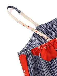 Irokai Japanese Traditional Kimono Navy Blue Cartoon Cherry Blossom Pattern Women's Modified Two Pieces Yukata Set - Multicolor - View 6