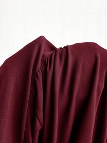 Modelyn Women's Solid Color Cowl Neck Pleated Patchwork Ruffle Elegant Sexy Sleeveless Dress Dinner Burgundy Summer - Burgundy - View 8