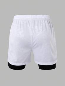 Gym Rark Men's Wing Print Drawstring Waist Double Layer Sports Shorts - White - View 2