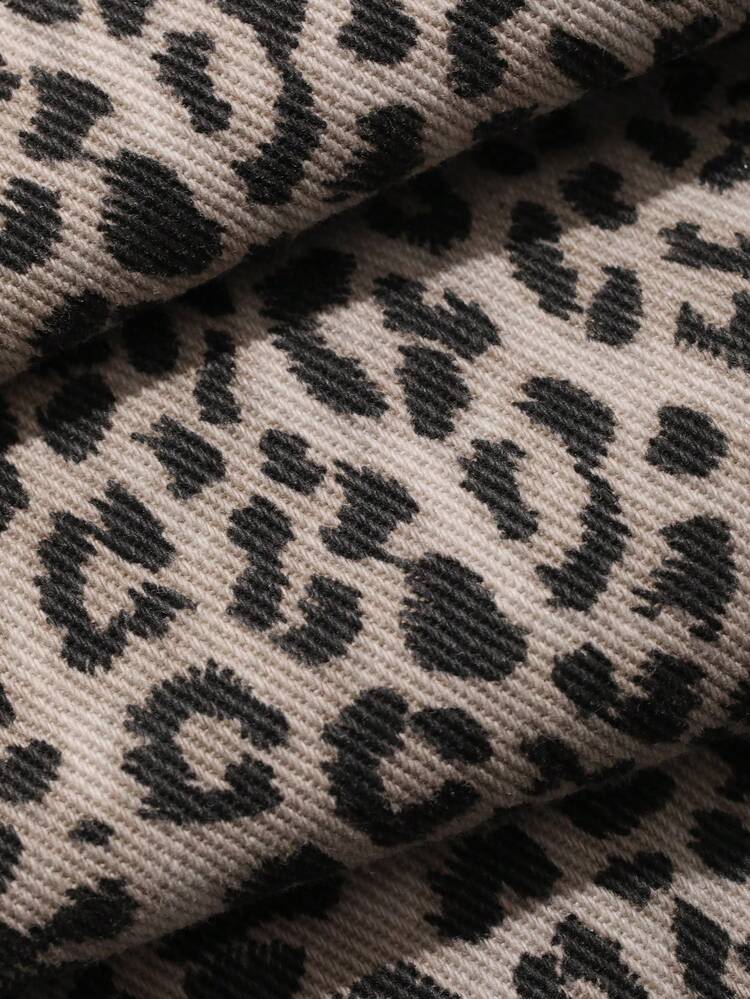 Dazy Kids Tween Girl Leopard Print Pocket Button Casual Versatile Daily Wear Denim Jeans - Black and White - View 5