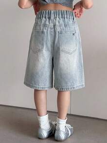 Dazy Kids Girls' Denim Jeans Spring/Summer New Style Back Pocket Rhinestone Flare Leg Jeans (Large) - Light Wash - View 6