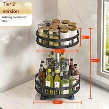 1pc Multi-Layer 360-Degree Rotatable Kitchen Storage Rack, Spice Rack, Storage Shelf, Countertop Corner Wall Corner Rack, Easy To Access And Use, Large Capacity, Moisture-Proof, Rust-Proof, Suitable For Various Scenarios - Multicolor - View 11