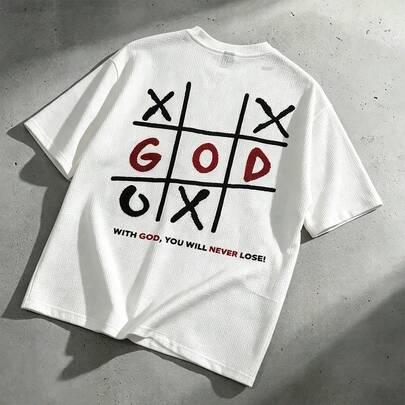 メンズ クルーネック レターグラフィック カジュアル デイリー 半袖Tシャツ
