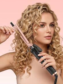 JMMO Thin Curling Iron With US Plug, Digital LCD Adjustable Temperature Ceramic Hair Curler Wand, 9mm Slim Barrel Curling Tong For Small Tight Curls Short Long Hair Salon Styling Tool - US A Type Plug(110-127V) - View 2