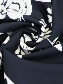 Brillora Women's Floral Print Button Design Lantern Sleeve Short Dress For Vacation, BOHO, Geometric Puff Babydoll Mini Navy Blue Floral Autumn - Navy Blue - View 8