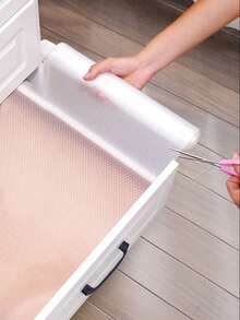 1Roll EVA Fridge Liner Shelf Liner Waterproof Oil Resistant Non Slip Cut To Size For Kitchen Cabinet Drawer Refrigerator Freezer Pantry Countertop Protection Easy Clean Washable DIY Home Organization Accessory Supplies - View 3