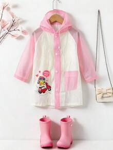 Fun Printed Children's Hooded Waterproof | Light, And Water Resistant - Pink - View 1