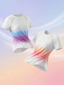 Cheerettes Women's Gradient Color Raglan Short Sleeve Sports T-Shirt - Multicolor - View 2