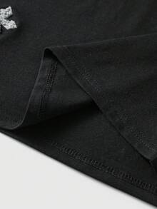 ROMWE MEN Street Life 2026春夏新款重磅刺繡毛巾布泡泡感男士 Polo 衫，翻領休閒時尚短袖上衣 - 黑色 - 查看 8