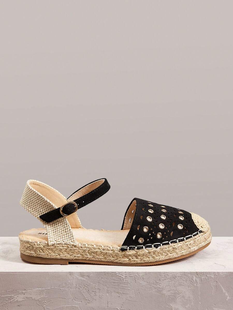 Styleloop Stylish Black Hemp Rope Sole Women's Flat Sole Shoes Comfortable And Breathable Commuting Suitable For Outdoor Vacation Travel Beach Shopping Daily Le Fall Shoes - Black - View 1
